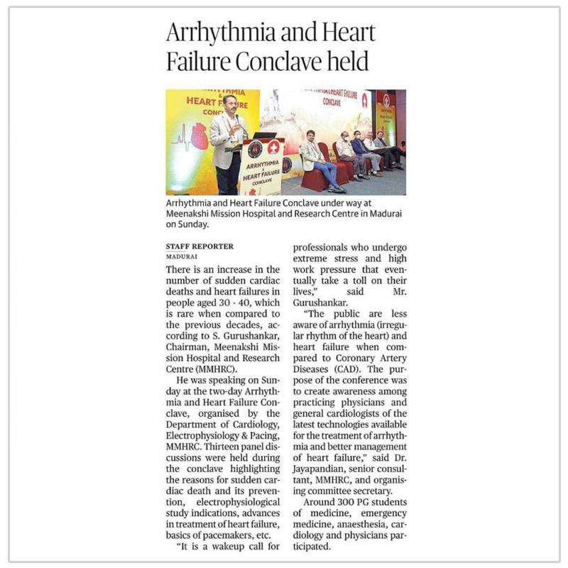 Arrhythmia and Heart Failure Conclave held in Madurai