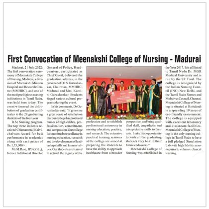 First Convocation Ceremony of Meenakshi Nursing College