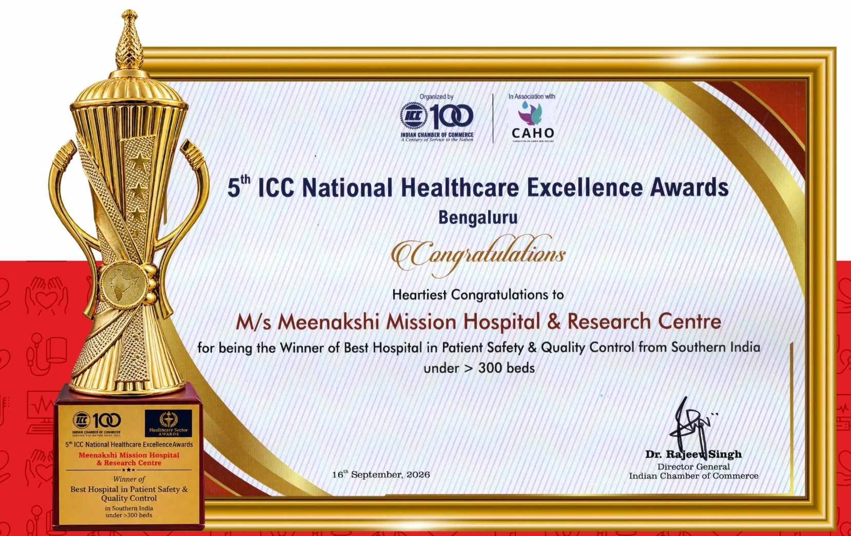 Meenakshi Mission Hospital Best Hospital in Patient Safety and Quality Control Award