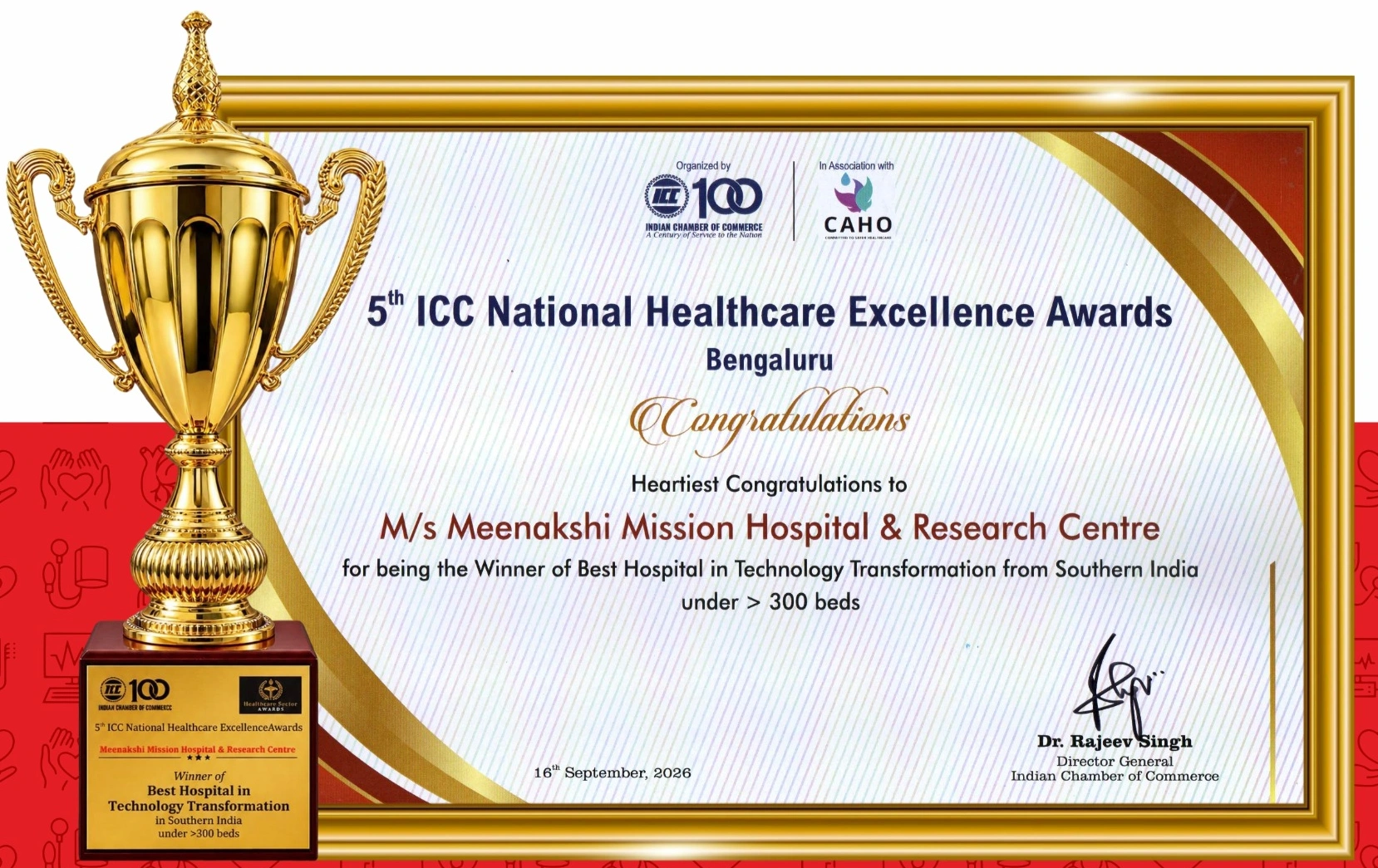 Meenakshi Mission Hospital Best Hospital in Technology Transformation Award